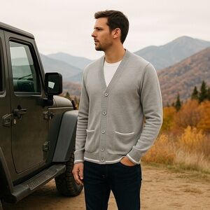 Five Four Cardigan Mens Sweater Medium Preppy Heritage Geek Chic Layering Nerd